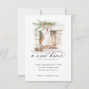 HAUSHALT Weihnachten Strumpf Eine neue Zuhause-Mov Mitteilungskarte