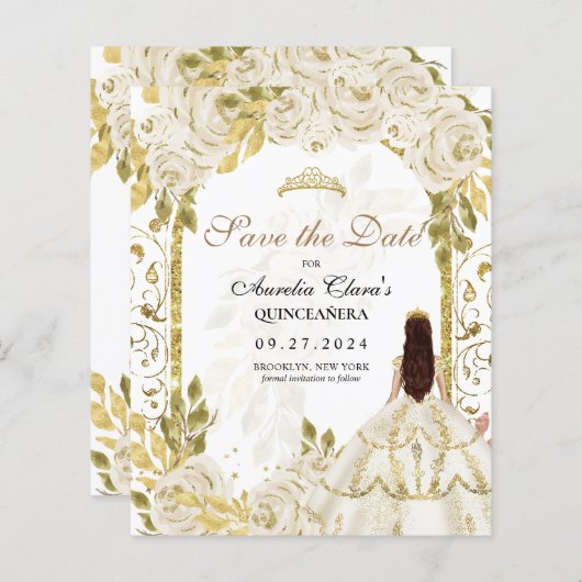 HAUSHALT Weiße Blumenprinzessin Goldener Bogen Qui (Vorne/Hinten)