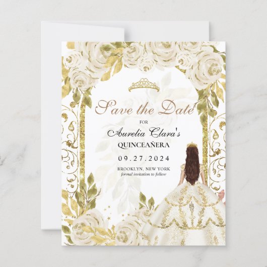 HAUSHALT Weiße Blumenprinzessin Goldener Bogen Qui (Vorderseite)