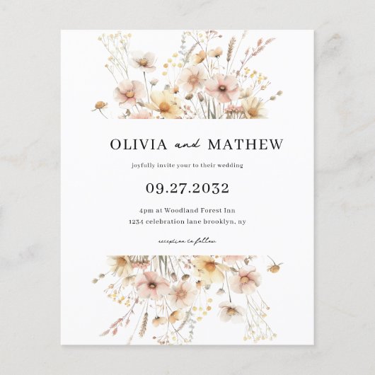 HAUSHALT Whimsical Rustic Meadow Wildblume Hochzei (Vorderseite)