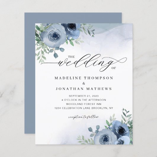 HAUSHALT Whimsikskript floral Dusty Blue Wedding (Vorne/Hinten)