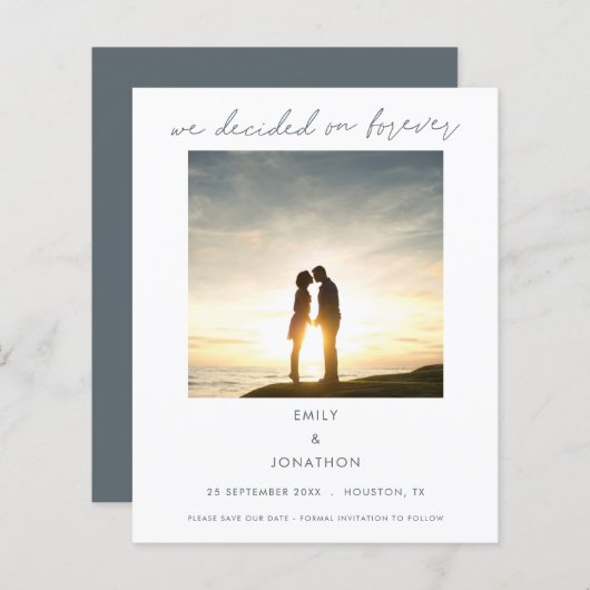 Haushalt Wir haben über ewig Foto Save the Date en (Vorne/Hinten)