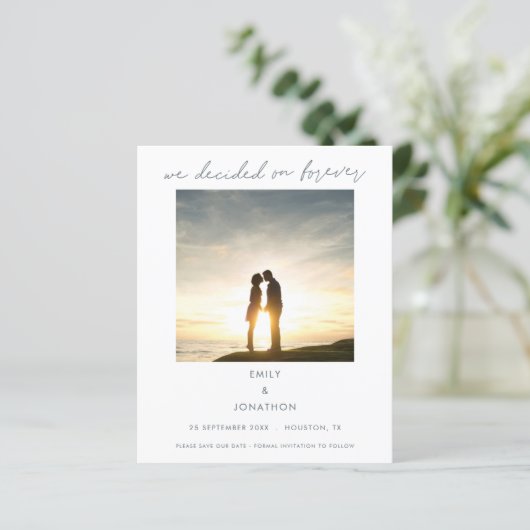 Haushalt Wir haben über ewig Foto Save the Date en (Stehend Vorderseite)