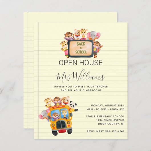 HAUSHALT zurück zur Einladung zur Schule (Vorne/Hinten)