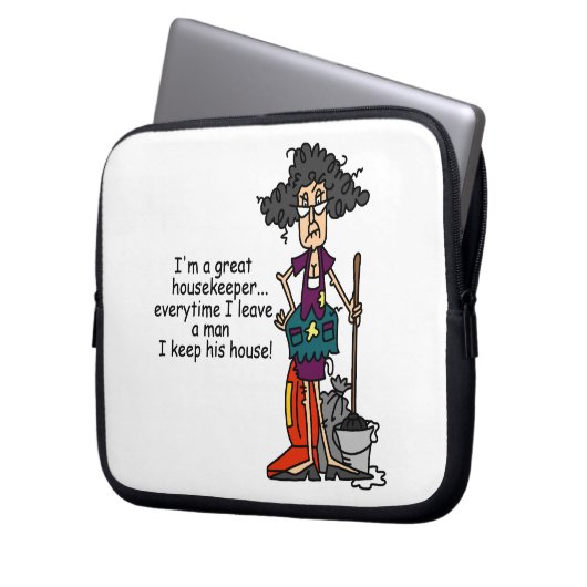 Haushälterin-Spaß Laptopschutzhülle (Vorderseite Links)