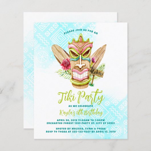 Haushalts-Tiki-Party Einladungen (Vorne/Hinten)