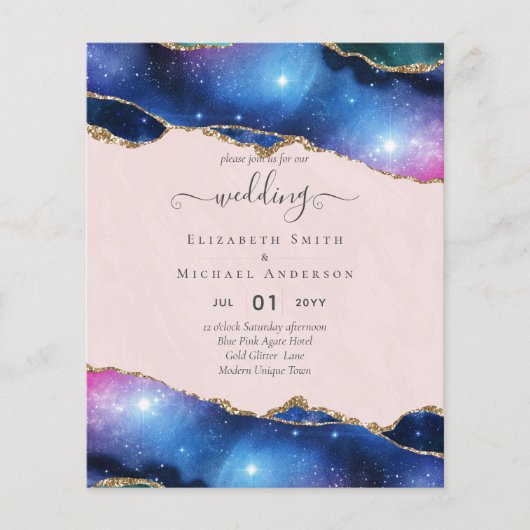 HAUSHALTSABKOMMEN Lila-rosa-goldene Hochzeitsreise Flyer (Vorne)