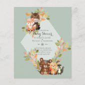 HAUSHALTSBABY-SHOWER-EINLADUNGEN - Waldtiere Flyer (Vorne)