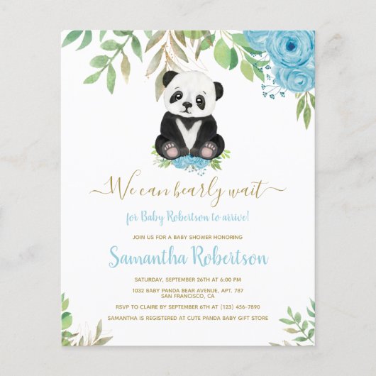 Haushaltsbear Blue Baby Dusche Foto Einladung (Vorderseite)