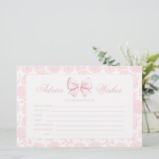 Haushaltsberatung & Wünsche Pink Bow Baby Shower G Briefpapier (Stehend Vorderseite)