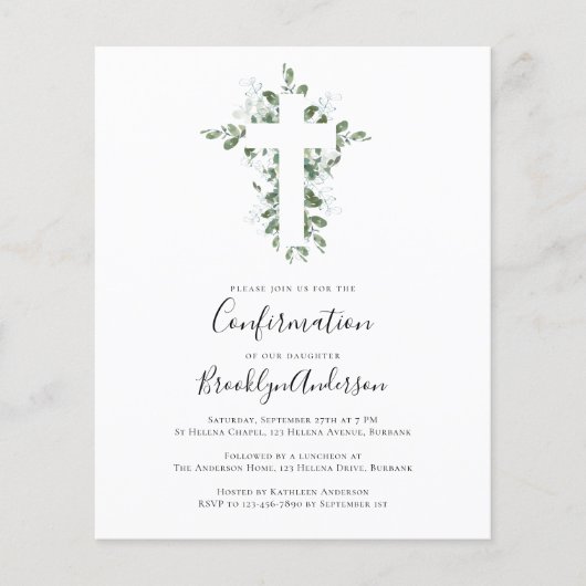 HAUSHALTSbestätigung Einladung | Eukalyptus Cross (Vorderseite)