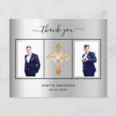 Haushaltsbestätigung Silber Foto Dank Karte (Vorderseite)