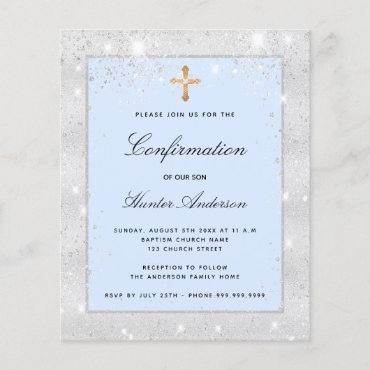 Haushaltsbestätigung Silberblauer Glitzer (Vorderseite)