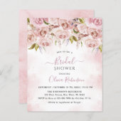 Haushaltsblass Rosa Blumendusche Einladung (Vorne/Hinten)