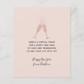 Haushaltsblass Rosa Glitzer Champagner Neujahrskar (Rückseite)