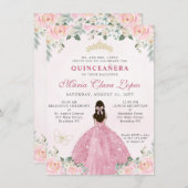 Haushaltsblass Rosa Gold BlumenPrinzessin Quinceañ Mitteilungskarte (Vorne/Hinten)