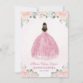 Haushaltsblass Rosa Gold BlumenPrinzessin Quinceañ Mitteilungskarte (Rückseite)