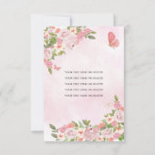 Haushaltsblass Rosa Gold BlumenPrinzessin Quinceañ Mitteilungskarte (Rückseite)