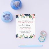 Haushaltsblass Rosa Navy Blütenblume Quinceanera Flyer (Einzeln)
