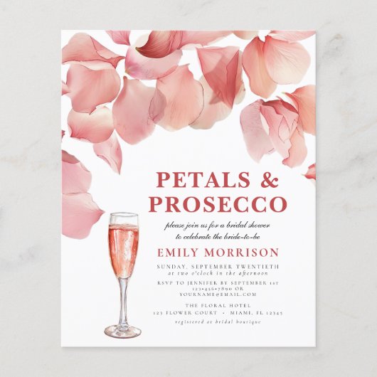 Haushaltsblättern & Prosecco Brautdusche Einladung (Vorderseite)