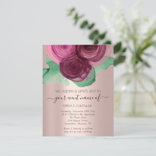 Haushaltsblättriger QR-Code Rose Green Marsala (Stehend Vorderseite)