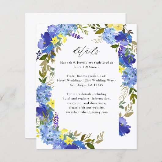 Haushaltsblaue Lila und gelbe Blumendetails (Vorne/Hinten)