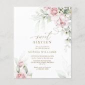 Haushaltsblush & Eukalyptus Sweet 16 Einladung (Vorderseite)