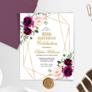 Haushaltsblush & Lila Rose 80 Geburtstagsfeier Ein