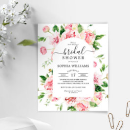 Haushaltsblush Pink Peonies Bridal Dusche Einladun
