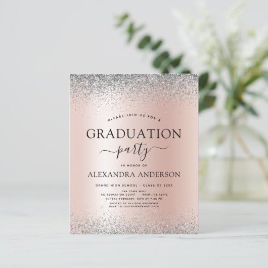 Haushaltsblush Rosa 2022 Abschluss Glitzer Silver (Stehend Vorderseite)