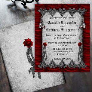 Haushaltsblut Rose und Einladung zur Hochzeit von  Flyer