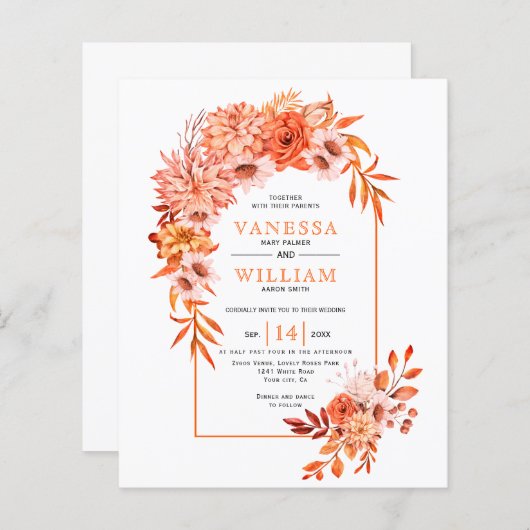 HAUSHALTSbogen und Blume QR-Hochzeit im Herbst (Vorne/Hinten)