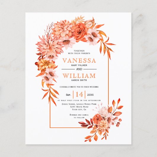 HAUSHALTSbogen und Blume QR-Hochzeit im Herbst (Vorderseite)