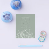 HAUSHALTSBOHO Blumensage Grüne Wildblume Hochzeit Flyer (Einzeln)