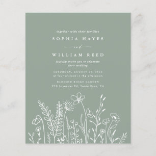 HAUSHALTSBOHO Blumensage Grüne Wildblume Hochzeit Flyer