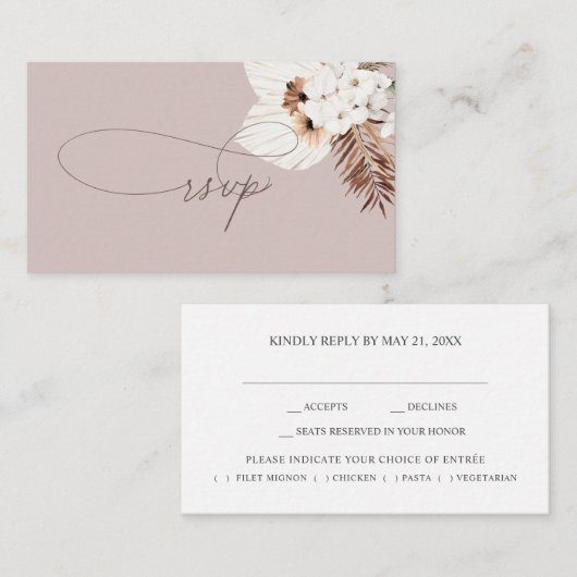 Haushaltsboho getrocknete Palm-Blätter Hochzeit RS Mitteilungskarte (Vorne/Hinten)