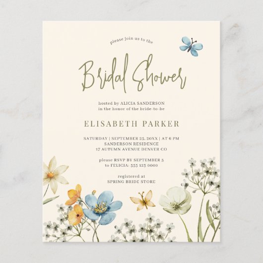 Haushaltsboho Wildblume Brautdusche (Vorderseite)