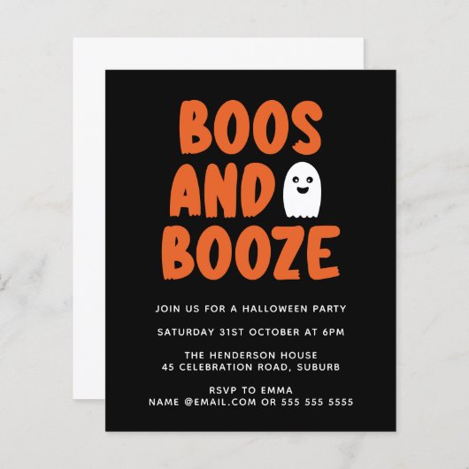 Haushaltsboos & Booze Niedlich Ghost Halloween Ein (Vorne/Hinten)