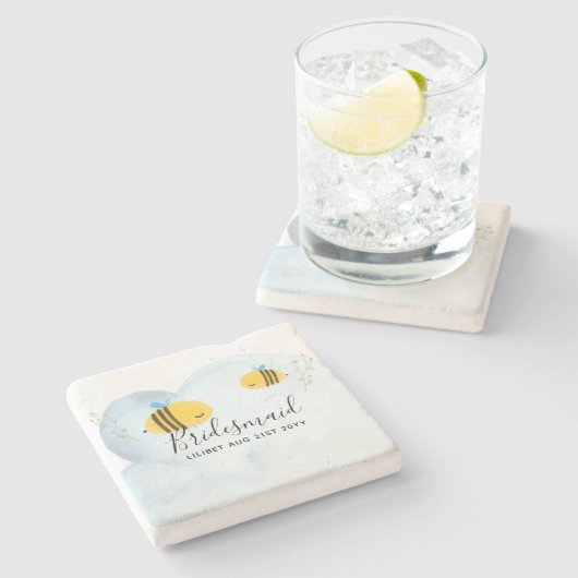 HAUSHALTSBREITE Brautparty GIBT Bumble BIES Steinuntersetzer (Seitenansicht)