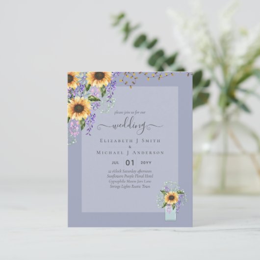 HAUSHALTSBREITERINVITATIONEN Rustikale Sonnenblume (Stehend Vorderseite)