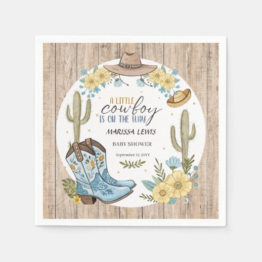 Haushaltscowboy Bleu Gelbe Western Stiefel fühlte, Serviette (Vorderseite)