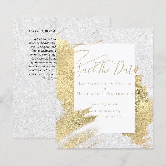 HAUSHALTSDATEN GERETTET Gold Foil Glitzer Abstrakt (Vorne/Hinten)
