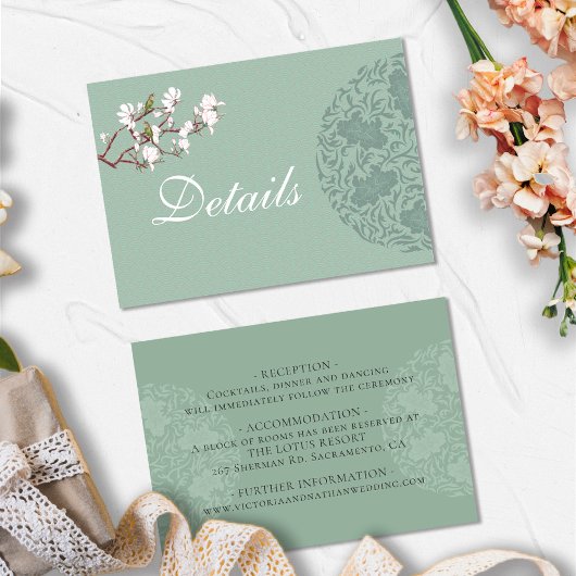 HAUSHALTSDATEN Grüne Chinoiserie Chic Hochzeitsdet Mitteilungskarte