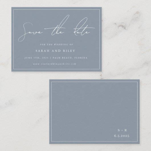 HAUSHALTSDAUER Blue Wedding speichert das Datum de Mitteilungskarte (Vorne/Hinten)