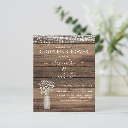 Haushaltsdusche Rustikale Einladung (Stehend Vorderseite)