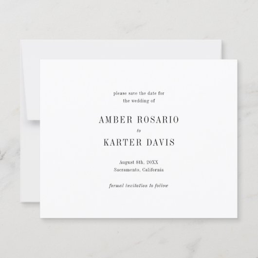 Haushaltseinfach Minimaler Rosa Tan Save the Date (Rückseite)