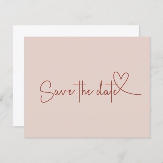 Haushaltseinfach Minimaler Rosa Tan Save the Date (Vorne/Hinten)