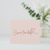 Haushaltseinfach Minimaler Rosa Tan Save the Date (Stehend Vorderseite)