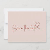 Haushaltseinfach Minimaler Rosa Tan Save the Date (Vorderseite)