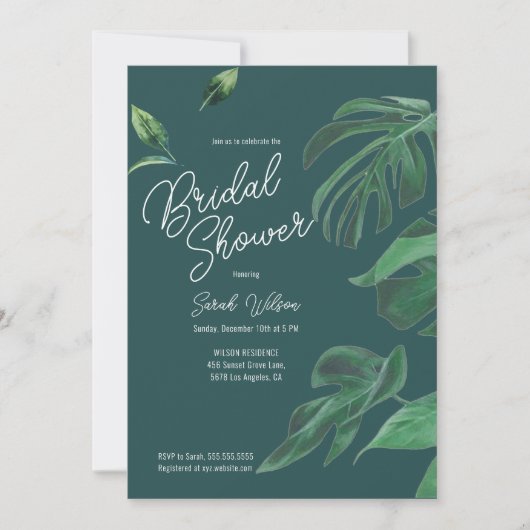 Haushaltseinfaches Greenery Script Brautparty Einladung (Vorderseite)